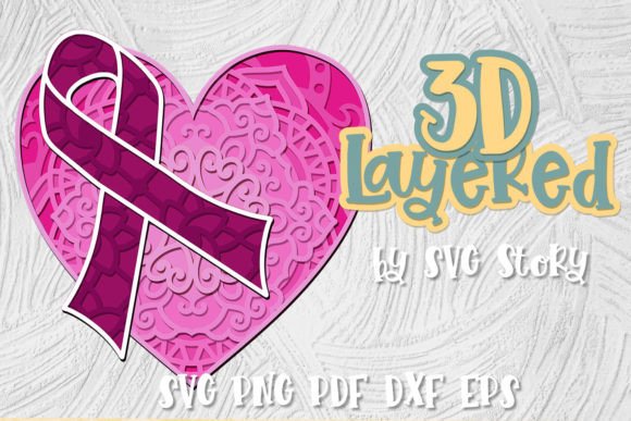 3D Breast Cancer Sign Pink Ribbon 03