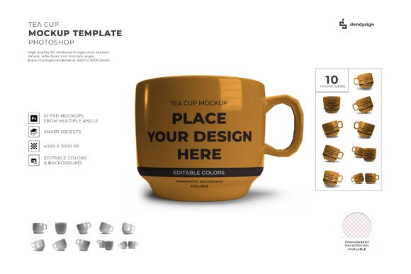 Coffee and Tea Cup 3D Mockup Set Bundle