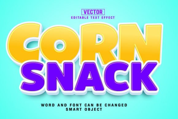 Corn Snack 3D Editable Text Effect Vector