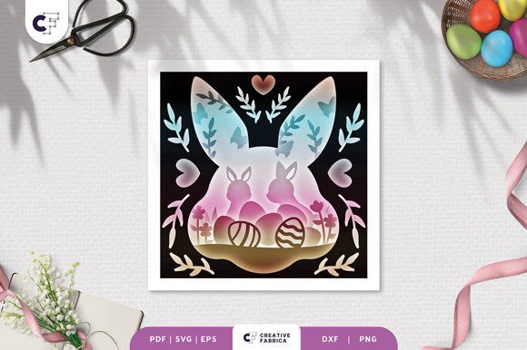 Easter Bunny Head 3D Shadow Box