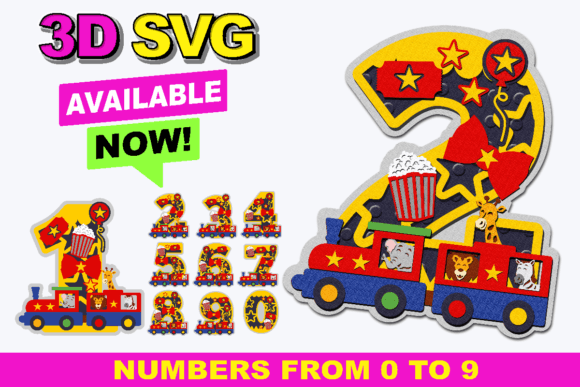 Elevating Custom Celebrations with Safari Animals Train Numbers 3D SVG