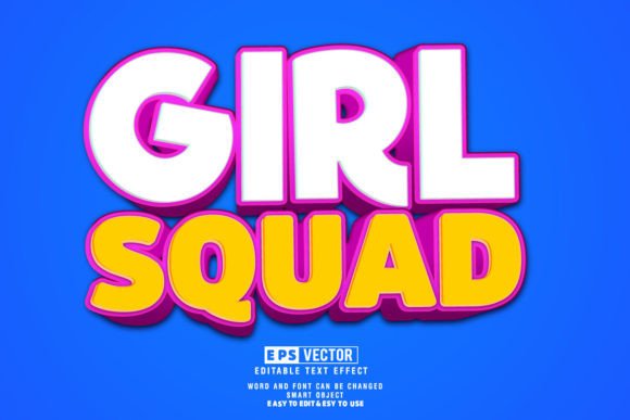 Girl Squad 3d Editable Text Effect Vecto for Dynamic Design Projects