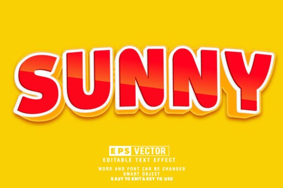 Sunny 3D Editable Text Effect Vector