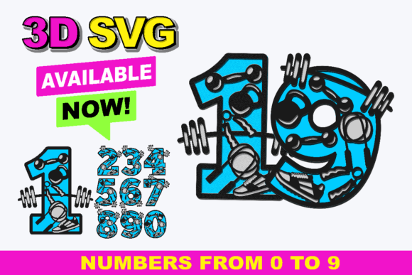 Unlock Bold Designs with Gym Numbers 3D SVG